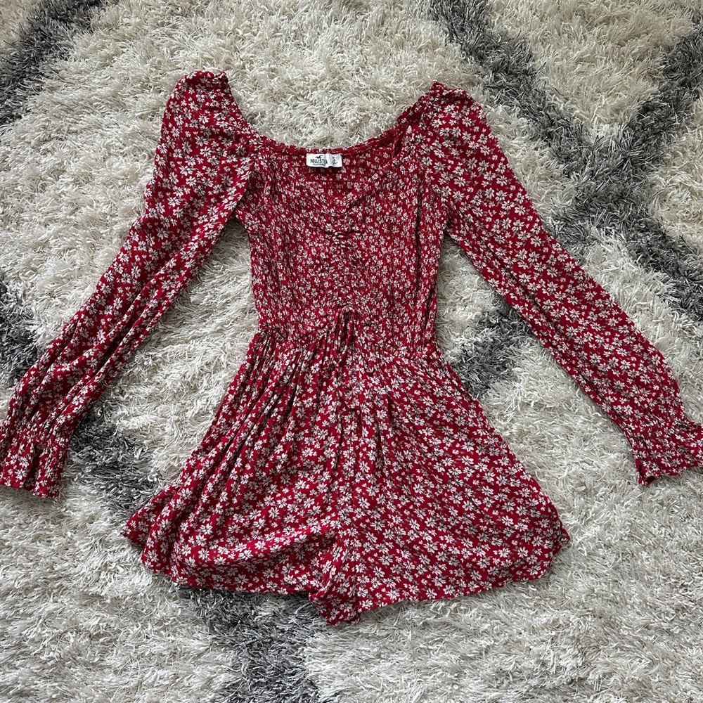 Hollister Red Floral Romper